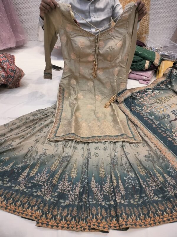 Grey Golden Lehenga
