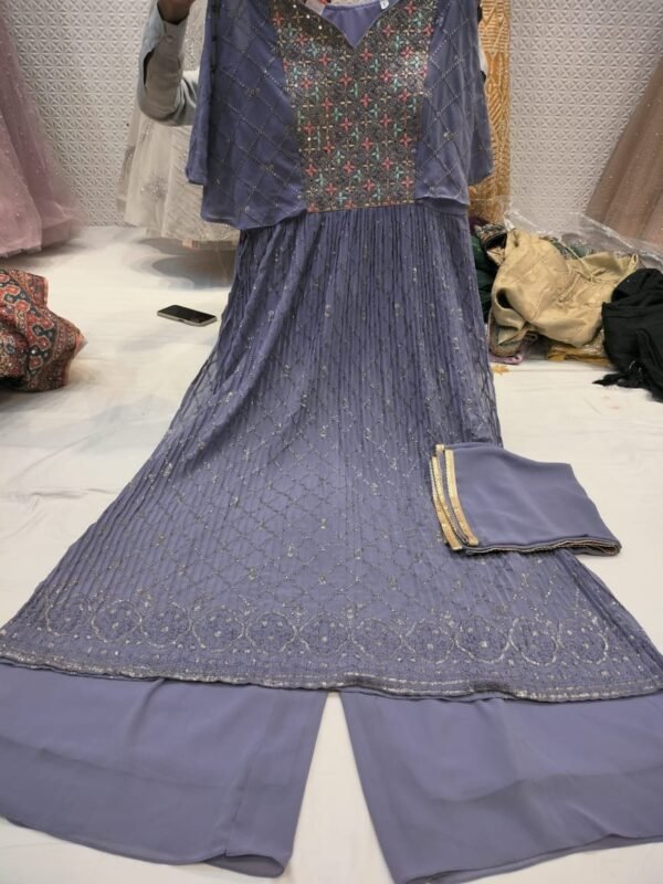 Blue Georgette Sharara Suit