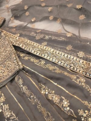 Embroidered Grey Lehenga