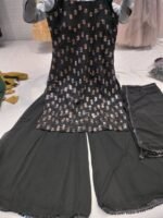 Black Cut Sleeve Sharara Suit