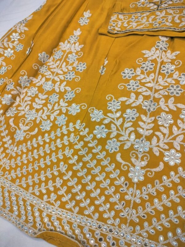 Heavy Embroidery Yellow Work Sharara Suit With Dupatta